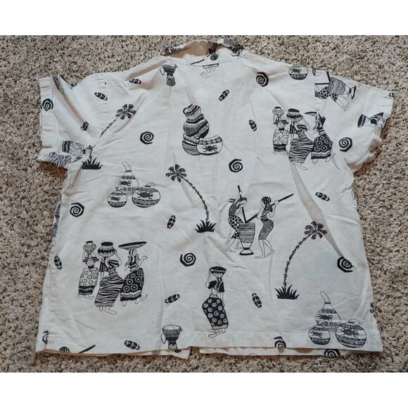 Hot Cotton By Marc Ware 55% Linen Womens Top, Sz XL, Short Sleeve, Button Front - Picture 5 of 6
